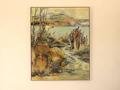Det er mellem linjerne alting str 80 x 100 cm ,kr. 12.995,- inkl. ramme