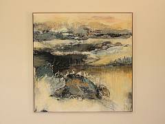 Det er mellem linjerne alting str 100 x 100 cm, kr. 14.449,- inkl. ramme