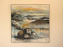 Det er mellem linjerne alting str 100 x 100 cm, kr. 14.449,- inkl. ramme