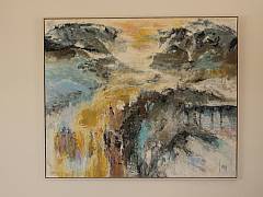 Det er mellem linjerne alting str 100 x 120 cm, kr. 16.995,- inkl. ramme