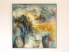 Det er mellem linjerne alting st�r 70 x 70 cm, kr. 9995,- inkl. ramme